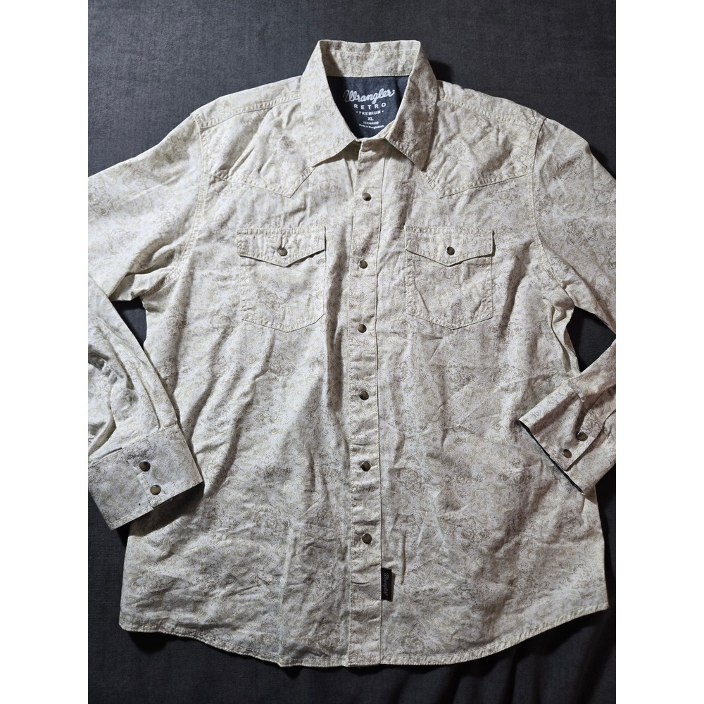 Wrangler Shirt Mens Extra Large Paisley Pearl Snap Western Cowboy Rodeo Damask